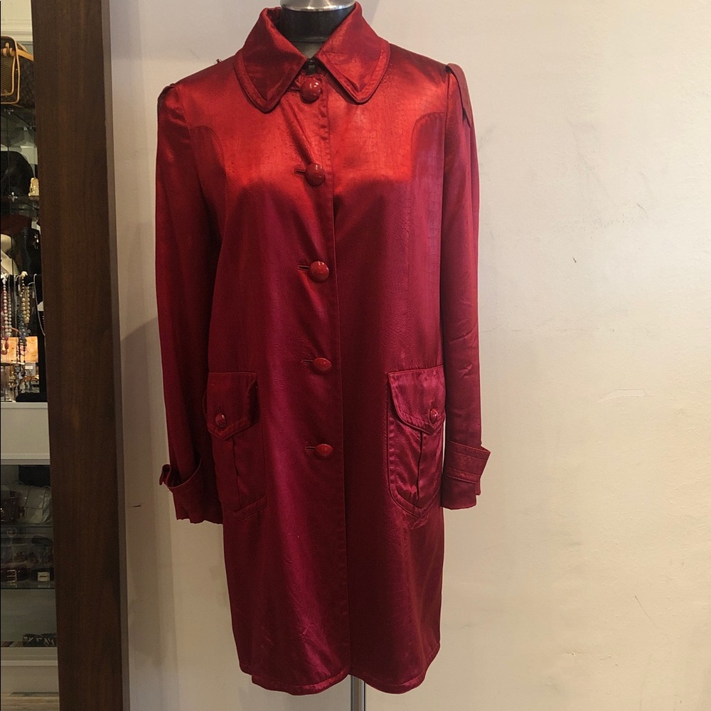 Moschino Shiny Red Trench Coat